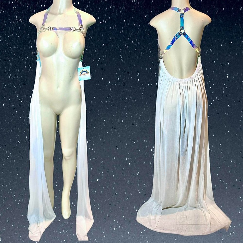Limited edition J valentine vinyl harness long white mesh skirt